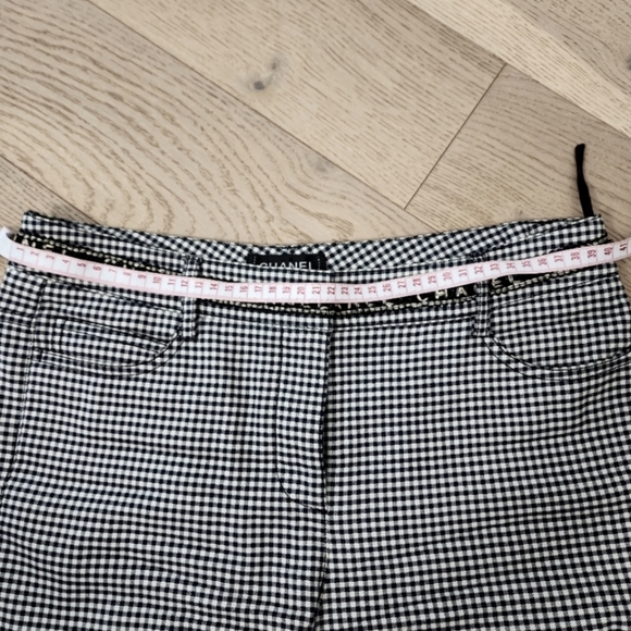 Authentic Chanel boutique logo waistband skinny gingham trousers - Picture 5 of 8